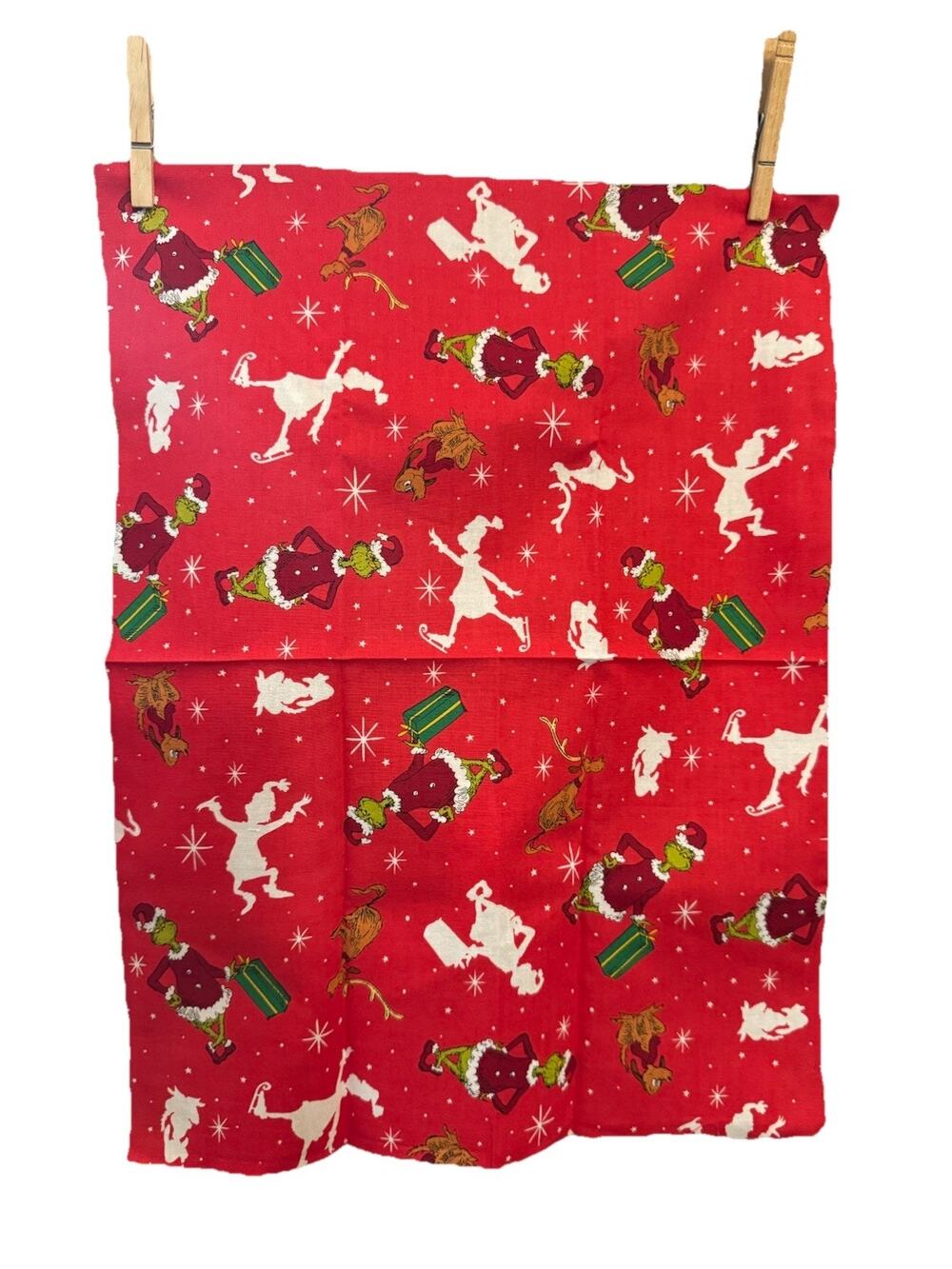 Robert Kaufman Red Starry Night Grinch Cotton Fabric 18”x14” Dr Seuss Christmas